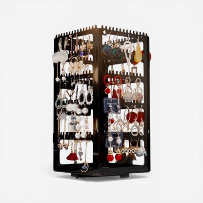 Présentoir à boucles d’oreilles rotatif à 360°, avec plusieurs niveaux pour organiser et exposer les bijoux.