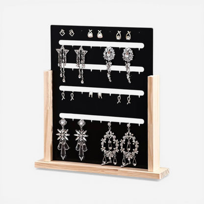 présentoir pour boucles d’oreilles en acrylique noir avec trous pour rangement organisé
