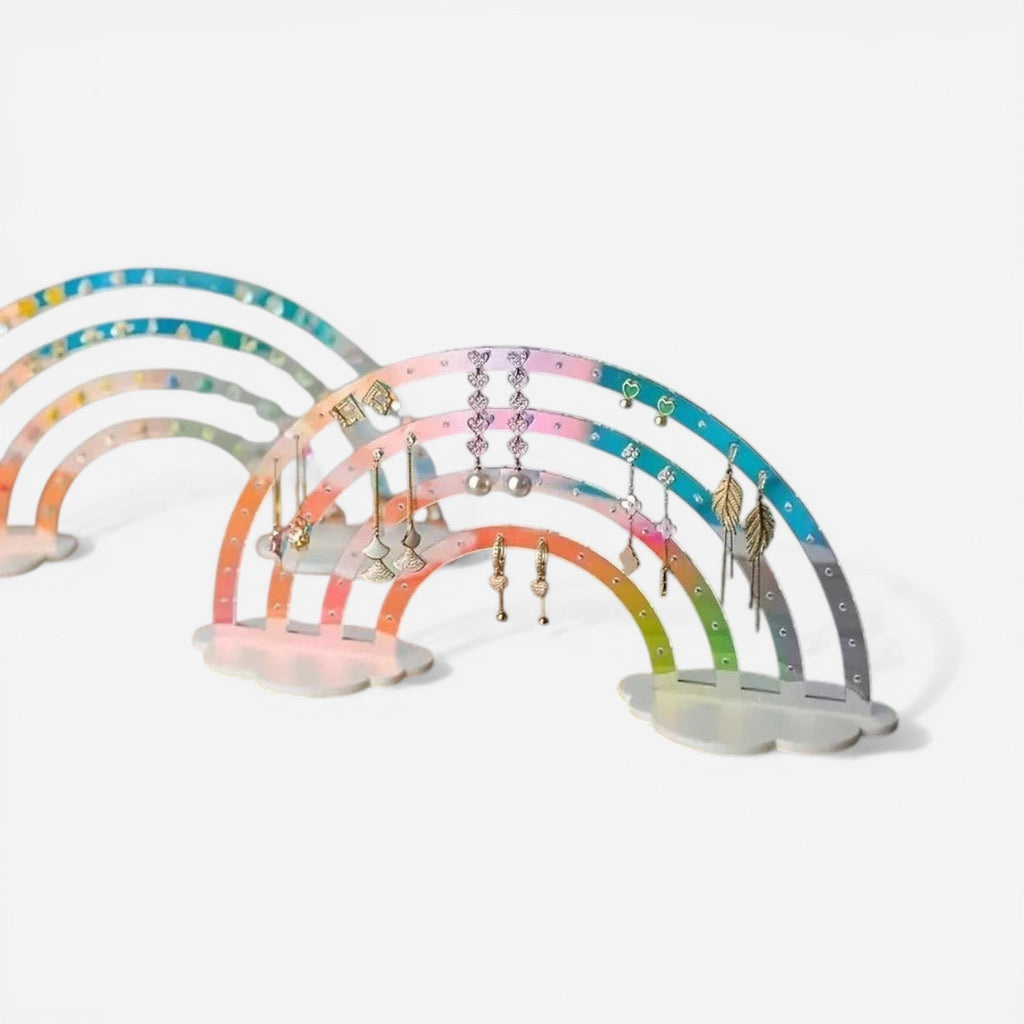 Présentoir de boucles d'oreilles arc-en-ciel