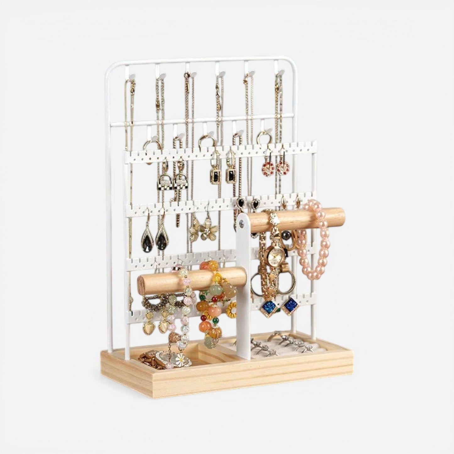 présentoir compact pour boucles d’oreilles avec supports multiples pour rangement