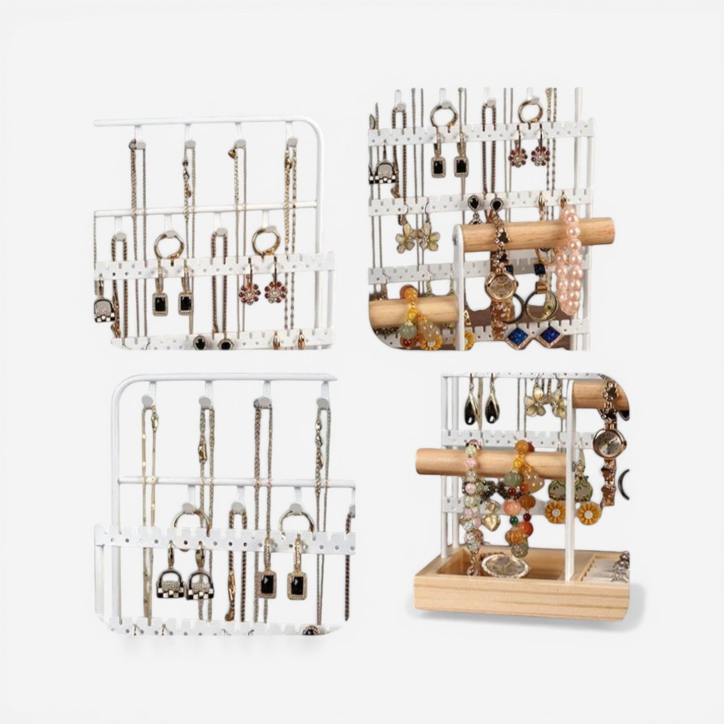 ensemble de présentoirs pour boucles d’oreilles avec différents formats de rangement