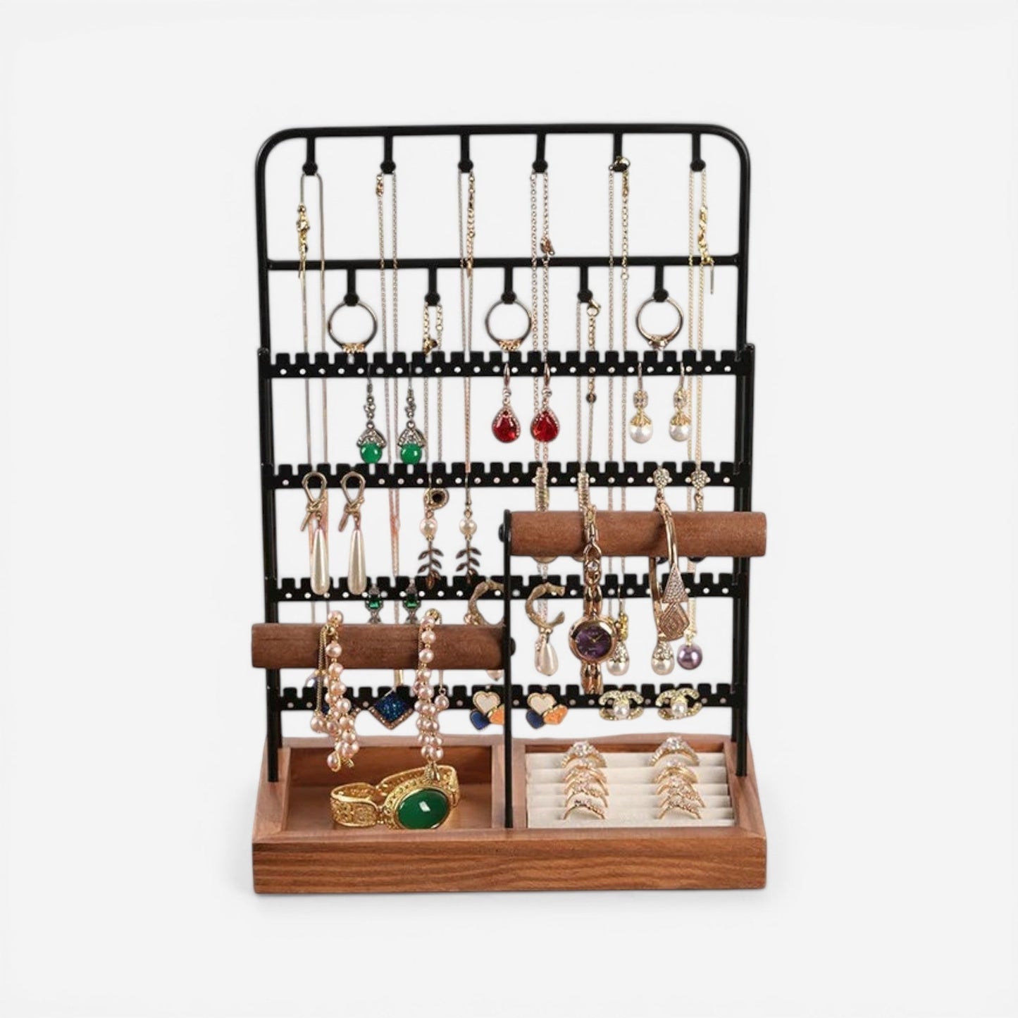 présentoir pour boucles d’oreilles avec grille et support pour organiser plusieurs paires