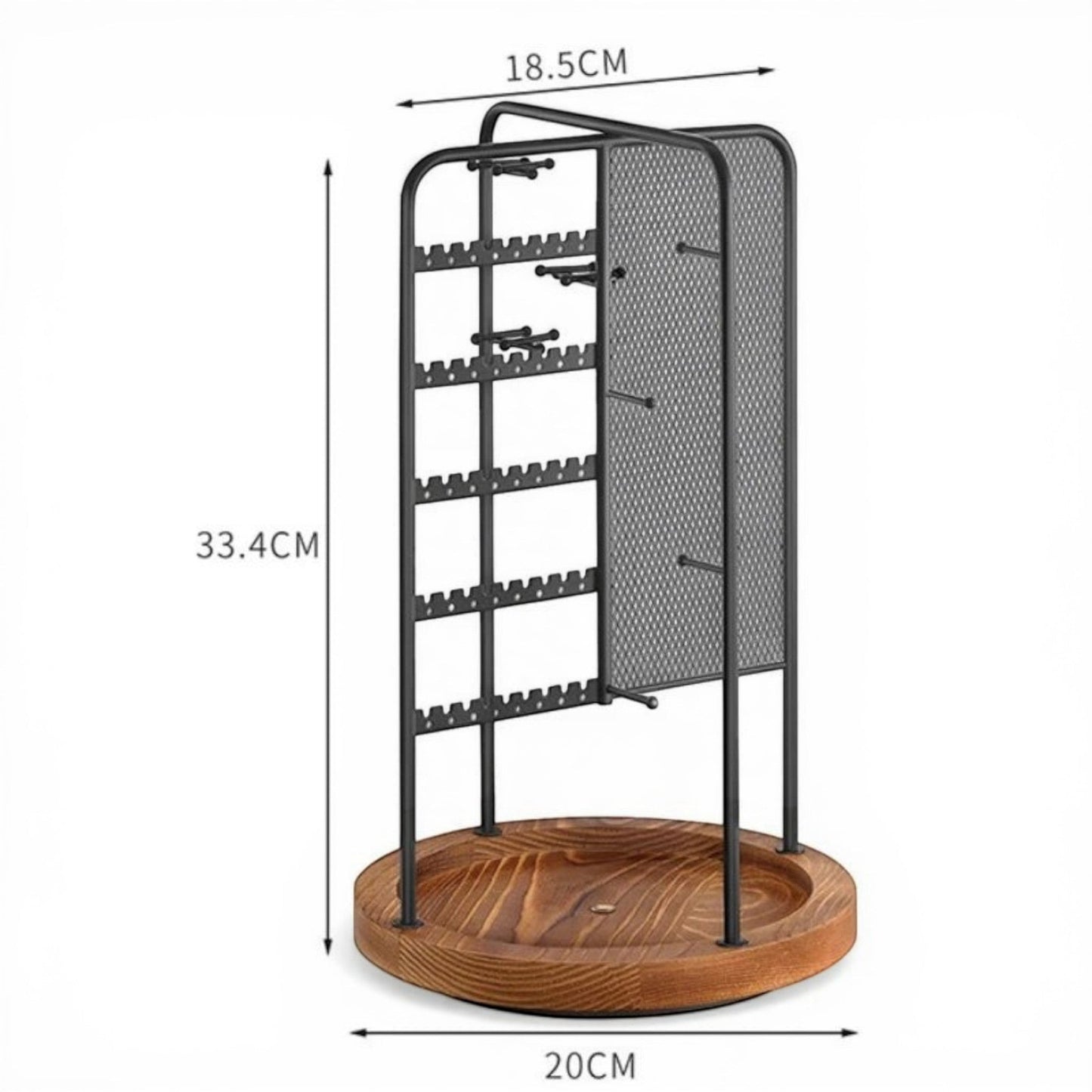 range bijoux rotatif avec base stable et supports multiples pour accessoires